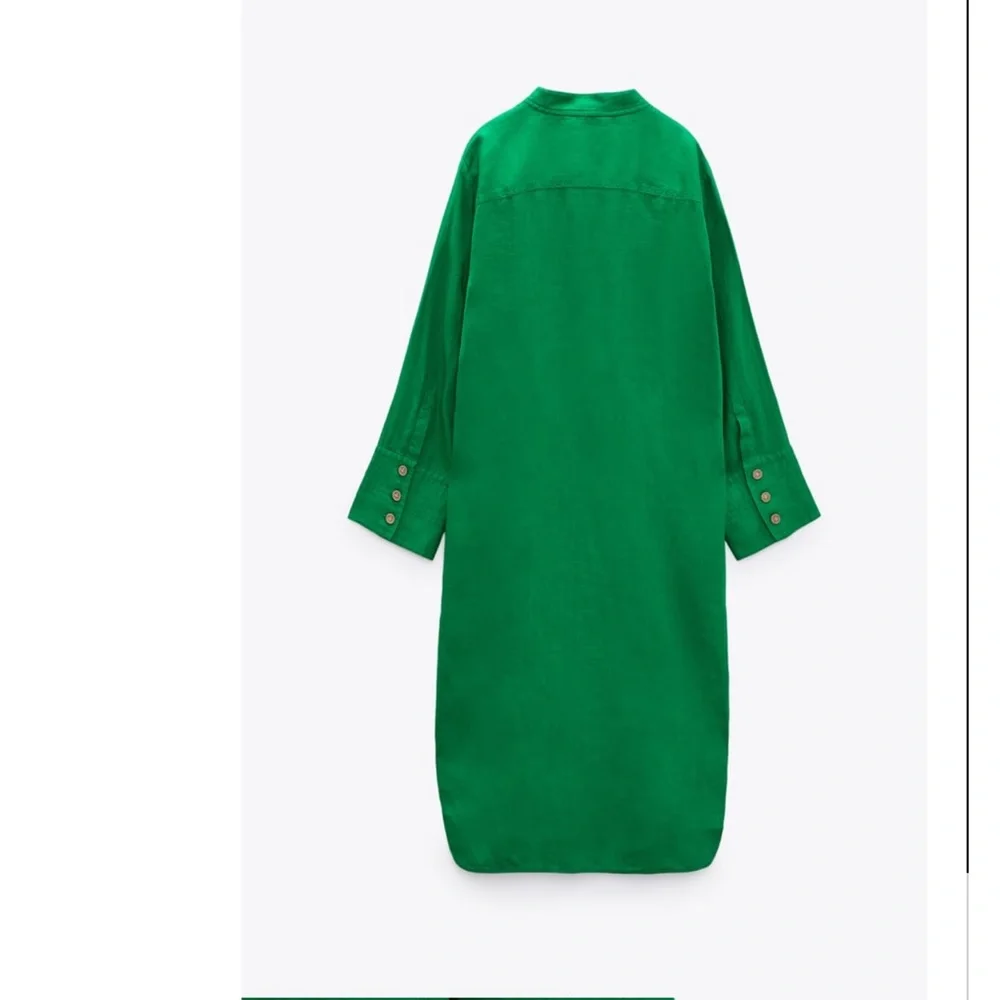 Zara linen tunic dress emerald green XL_11
